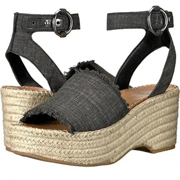 Dolce Vita Lesly Platform Espadrille Sandals Wedges Denim Raw Hem Gray: 10 - Picture 1 of 9